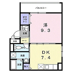 泊テラスＳｔｕｄｉｏ 3階1DKの間取り