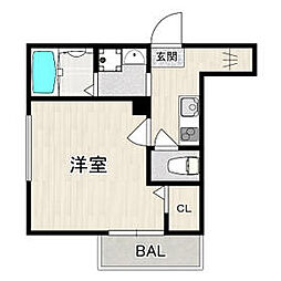 レーヴポルテ大成町 1階1Kの間取り