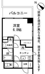 JR京浜東北・根岸線 横浜駅 徒歩14分の賃貸マンション 4階1Kの間取り