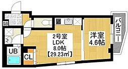 プレゾン　ア　トワ　III 2階1LDKの間取り