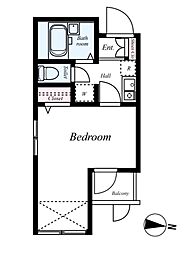 プレール東麻布 1階1Kの間取り