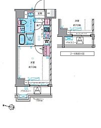 ジェノヴィア横浜鶴見市場スカイガーデン 4階1Kの間取り