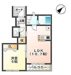 サンフラワー 1階1LDKの間取り