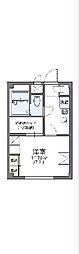 レオパレス東大井 1階1Kの間取り