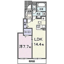 クレイドル下斎田Ｃ 1階1LDKの間取り