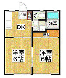 シティハイツＡＭＡＧＡＩ 1階2DKの間取り