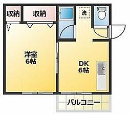 東京メトロ南北線 王子神谷駅 徒歩5分の賃貸アパート 2階1DKの間取り
