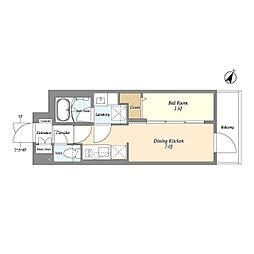 グランカーサ千駄木 1階1DKの間取り