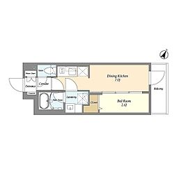 グランカーサ千駄木 1階1DKの間取り