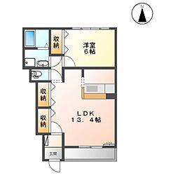 JR武豊線 石浜駅 徒歩8分の賃貸アパート 1階1LDKの間取り