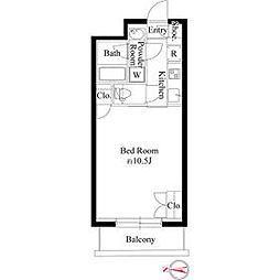 小田急小田原線 代々木上原駅 徒歩9分の賃貸マンション 2階1Kの間取り