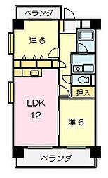 愛知環状鉄道 新豊田駅 徒歩4分の賃貸マンション 6階2LDKの間取り