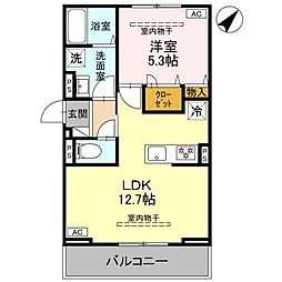 ルミナスプレイス 3階1LDKの間取り