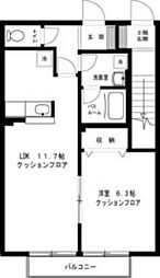 西武池袋線 保谷駅 徒歩19分の賃貸アパート 1階1LDKの間取り