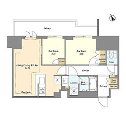 JR山手線 日暮里駅 徒歩6分の賃貸マンション 5階2LDKの間取り
