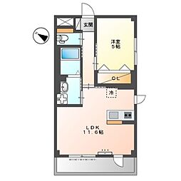 ATB松之内 1階1LDKの間取り