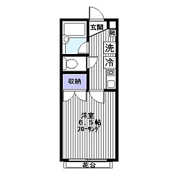 JR中央線 国立駅 徒歩9分の賃貸マンション 2階1Kの間取り