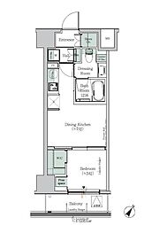 東京メトロ東西線 木場駅 徒歩10分の賃貸マンション 9階1DKの間取り