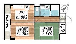 JR常磐線 柏駅 徒歩7分の賃貸マンション 7階2DKの間取り