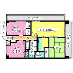 JR香椎線 和白駅 徒歩8分の賃貸マンション 1階3LDKの間取り
