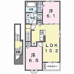 上毛電気鉄道 大胡駅 徒歩4分の賃貸アパート 2階2LDKの間取り