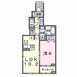 関東鉄道常総線 南守谷駅 徒歩12分の賃貸アパート 1階1LDKの間取り