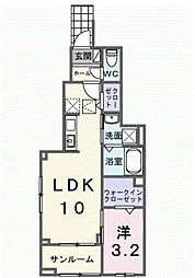 関東鉄道常総線 南守谷駅 徒歩12分の賃貸アパート 1階1LDKの間取り