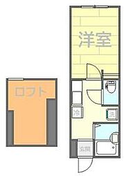 アンソレイユ上大岡 1階1Kの間取り