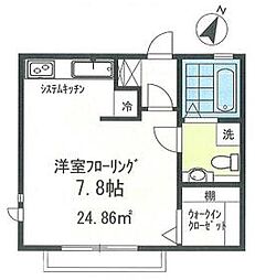 オレンジハイム 2階ワンルームの間取り