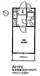東急大井町線 緑が丘駅 徒歩9分の賃貸マンション 2階1Kの間取り