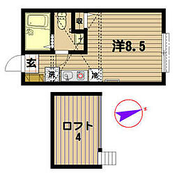 京急本線 京急富岡駅 徒歩10分の賃貸アパート 2階ワンルームの間取り