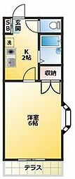 東京メトロ南北線 王子駅 徒歩10分の賃貸アパート 1階1Kの間取り