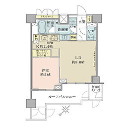 東急目黒線 不動前駅 徒歩1分の賃貸マンション 6階1LDKの間取り