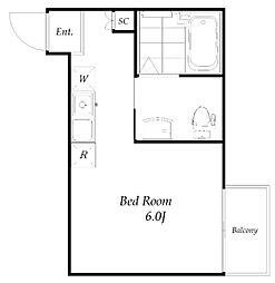 相鉄本線 西横浜駅 徒歩10分の賃貸アパート 1階ワンルームの間取り