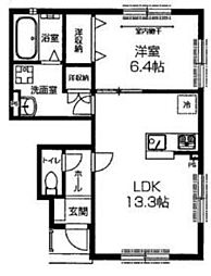 東武東上線 鶴瀬駅 徒歩13分の賃貸アパート 1階1LDKの間取り