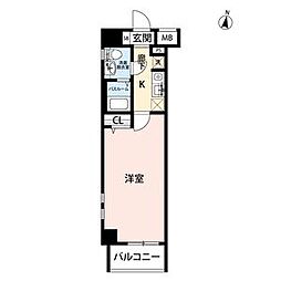 ロアール大山 5階1Kの間取り
