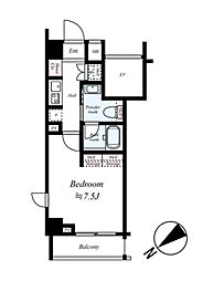 ロアール多摩川南六郷 2階1Kの間取り