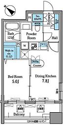 JR京浜東北・根岸線 桜木町駅 徒歩4分の賃貸マンション 2階1DKの間取り