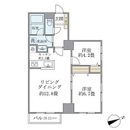 東京メトロ日比谷線 仲御徒町駅 徒歩7分の賃貸マンション 6階2LDKの間取り