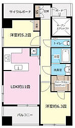 JR中央本線 甲府駅 徒歩7分の賃貸マンション 9階2LDKの間取り