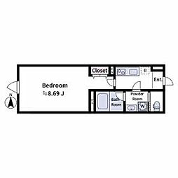 東武東上線 大山駅 徒歩7分の賃貸マンション 4階1Kの間取り