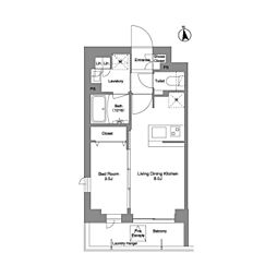 都営浅草線 戸越駅 徒歩10分の賃貸マンション 4階1LDKの間取り