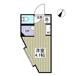西武新宿線 沼袋駅 徒歩5分の賃貸アパート 1階ワンルームの間取り