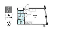 東急田園都市線 駒沢大学駅 徒歩9分の賃貸マンション 2階ワンルームの間取り