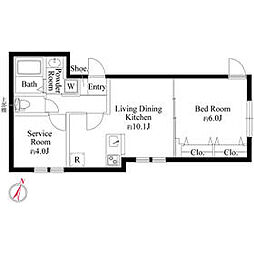 都電荒川線 滝野川一丁目駅 徒歩3分の賃貸マンション 4階1SLDKの間取り