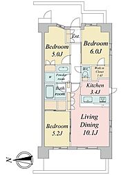 JR中央線 武蔵境駅 徒歩4分の賃貸マンション 5階3LDKの間取り
