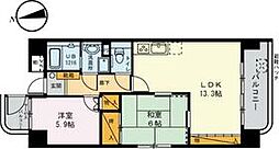 京急本線 梅屋敷駅 徒歩6分の賃貸マンション 5階2LDKの間取り