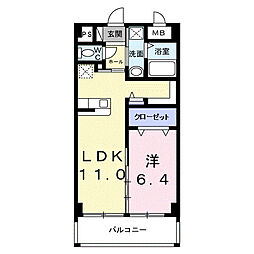 インテグラル我如古 4階1LDKの間取り