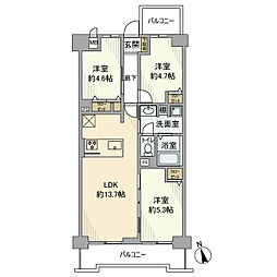 レジデンシャル戸田公園ザ・マークフィールド 2階3LDKの間取り