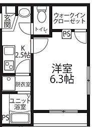 カーサＫ 3階1Kの間取り
